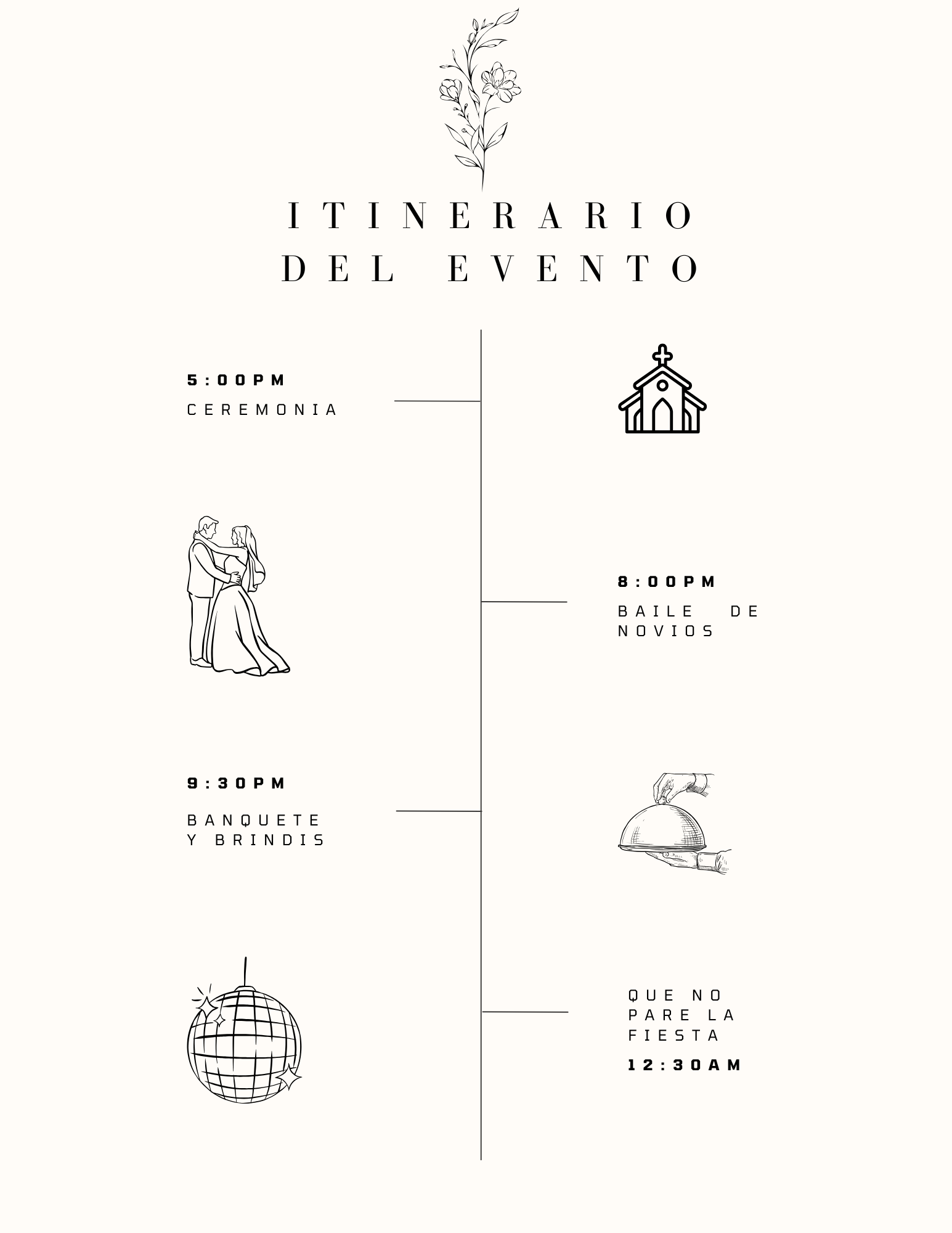 Itinerario del gran día de Alma Nelly y Mauricio